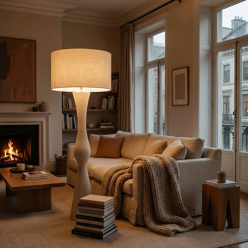 Salon avec éclairage doux